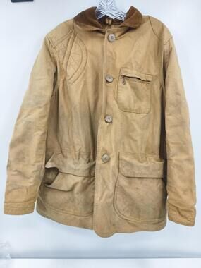 Vintage JC Higgins Mens Large Beige Hunting Canvas Collared Quilted 70s Jacket